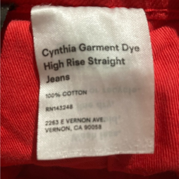 Reformation Cynthia Red High-Waisted Straight Leg Jeans - Picture 8 of 8